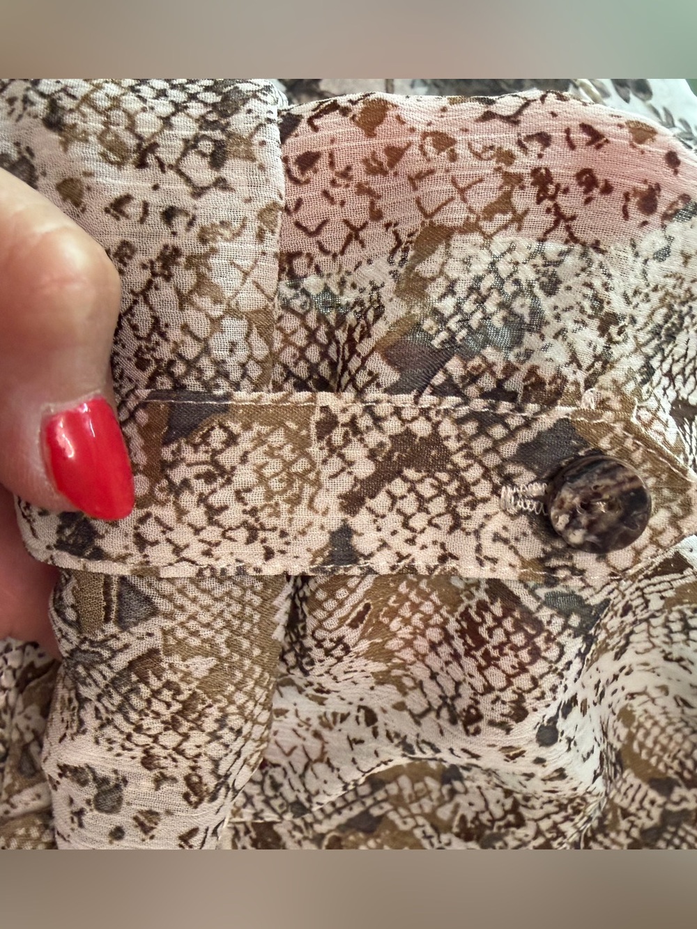 fig and flower Snake-Print Button Down Shirt in Taupe and Beige - Picture 5 of 10